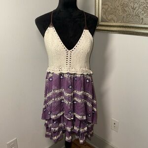 Shyanne Tiered crochet top race‎ braided straps southwest print dress Sz XXL